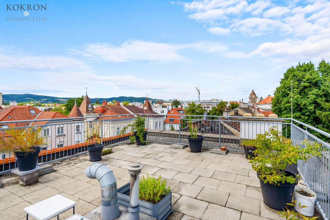 Frühlingserwachen! Dachterrasse mit Panoramablick trifft großzügige Raumstrukturen