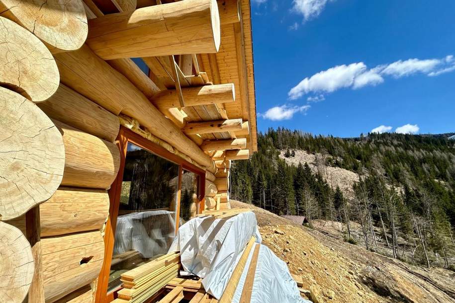 Rundstamm-Chalet mit Freizeitwohnsitzwidmung auf 1.200 m – Rückzugsort in den Alpen, Haus-kauf, 342.000,€, 9143 Völkermarkt