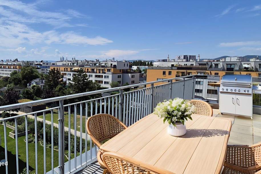 PREISREDUKTION! Wie Erstbezug: 2-Zimmer-Wohnung mit 19m² Dachterrasse und Fernblick, Wohnung-kauf, 319.000,€, 1210 Wien 21., Floridsdorf
