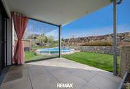 Barrierefreie Gartenwohnung mit DAN-Küche, Terrasse, Pool und zwei Parkplätzen in sonniger Ruhelage!