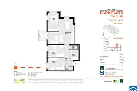 Parknähe und Urbanität – Ihr Anlageobjekt bei den PARK FLATS, Wohnung-kauf, 180.000,€, 1030 Wien 3., Landstraße