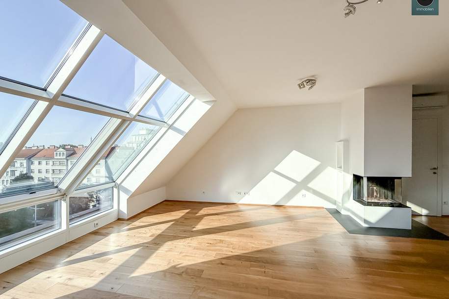 Provisionsfrei: Klimatisierte Dachgeschoss Maisonette mit 2 Terrassen und Kamin nahe Uno City!, Wohnung-miete, 3.199,37,€, 1020 Wien 2., Leopoldstadt