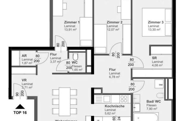 ** GERÄUMIG ** - 4-Zimmerwohnung mit LOGGIA &amp; BALKON!, Wohnung-miete, 1.143,71,€, 8020 Graz(Stadt)