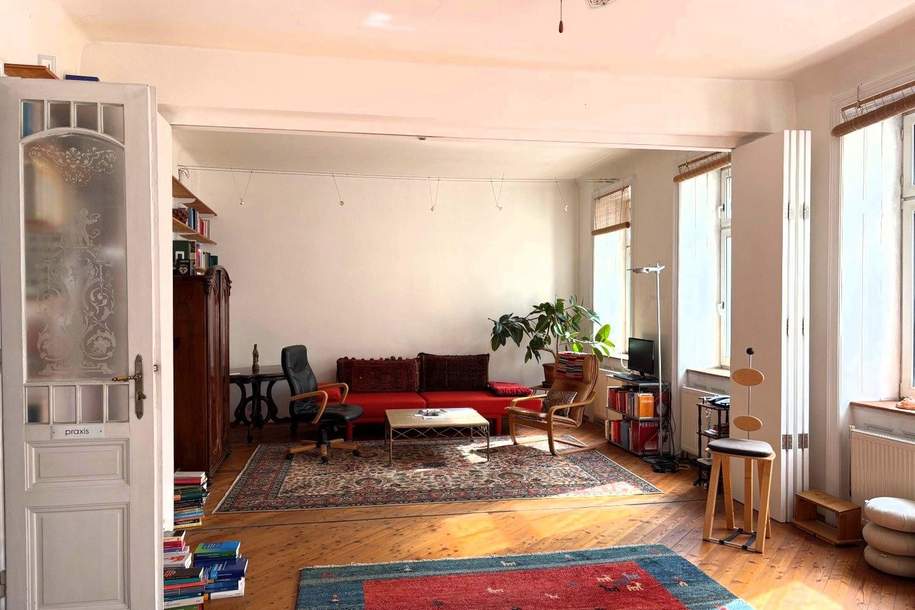 "Jugendstil-Wohnung mit flexibel teilbarem Wohn-/Seminarraum und 165 m2 eigener Freifläche", Wohnung-kauf, 780.000,€, 1150 Wien 15., Rudolfsheim-Fünfhaus