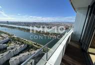 Möbliertes Apartment im 42. Stock mit Weitblick auf die Donau! Pool, Spa und Fitness inklusive!