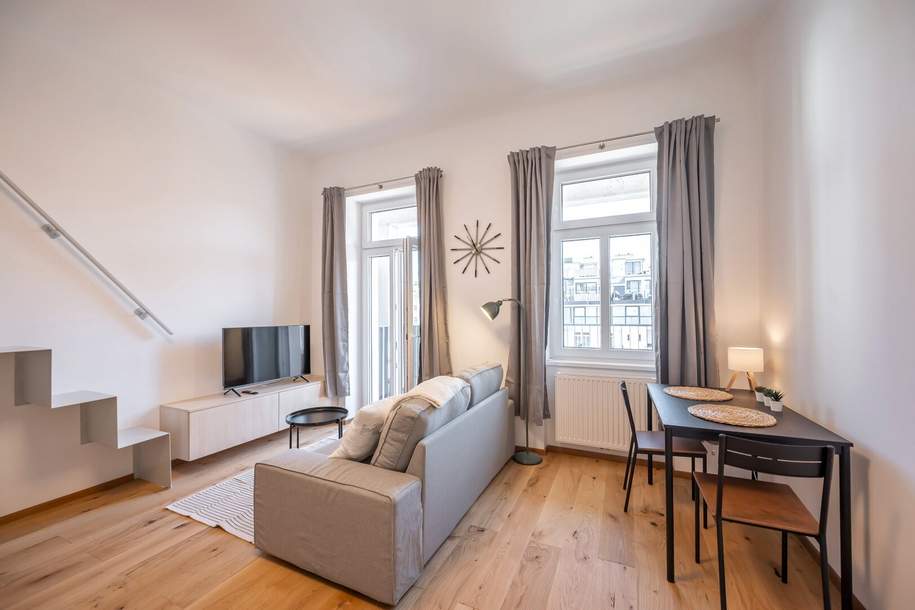 Short-term apartment in walking distance to AUGARTEN, 1-6 months, fully furnished with balcony!, Wohnung-miete, 1.199,99,€, 1020 Wien 2., Leopoldstadt