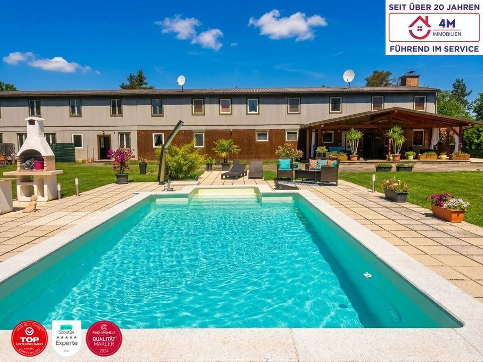 Luxus trifft Potenzial – 20-Zimmer-Mehrfamilienhaus mit Pool, Garten, Garage, Werkstatt &amp; Hebebühne