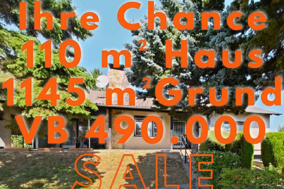 IHRE CHANCE: 3-ZIMMER-BUNGALOW + ca. 1.145 m² EIGENGRUND +VB 490.000,- +GARAGE+KELLER, Haus-kauf, 490.000,€, 2544 Baden