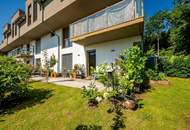 "Kaminfeuer trifft Gartentraum: Topmoderne Gartenwohnung im Wienerwald"