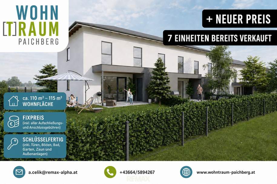 NEUER PREIS - SCHLÜSSELFERTIG - GEFÖRDERTES Mittelreihenhaus I Top 46 a I WOHNTRAUM PAICHBERG, Haus-kauf, 431.798,€, 4522 Steyr-Land