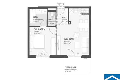 Rendite mit Stil und Eleganz: Im Wohnprojekt "Bonsai", Wohnung-kauf, 300.500,€, 1220 Wien 22., Donaustadt