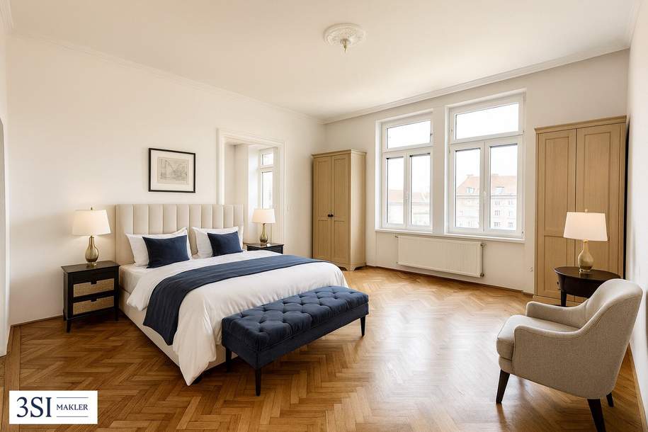 NEUJAHRSAKTION - PREISREDUKTION gültig bis 28.02.2026 - Elegante 4-Zimmer-Altbauwohnung mit Weitblick - in Top-Lage des 4. Bezirks beim Wiener Hauptbahnhof, Wohnung-kauf, 890.000,€, 1040 Wien 4., Wieden