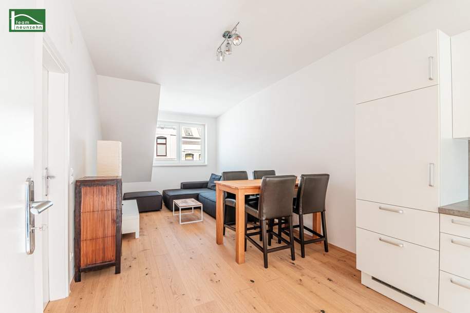 FÜR DEN EIGENBEDARF ODER ALS INVESTMENT MIT CA. 3,5% RENDITE! SEHR GUTER ZUSTAND! SANIERTE & MÖBLIERTE DACHGESCHOSS-WOHNUNG INKL. KÜCHE! SOFORT BEZIEH- ODER VERMIETBAR!, Wohnung-kauf, 211.000,€, 1100 Wien 10., Favoriten