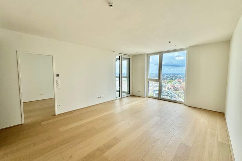 32. Stock: Citylife Pur - 2 Zimmer mit Weitblick - U1 Kagran: Provisionsfrei und Erstbezug, Wohnung-kauf, 499.000,€, 1220 Wien 22., Donaustadt