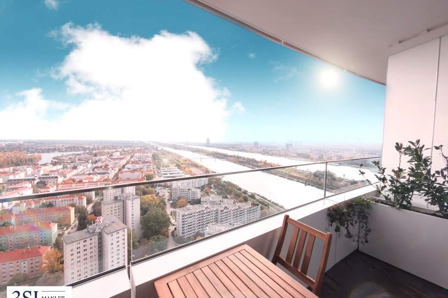 Möbliert, Pool, Sauna, Fitness in den DANUBEFLATS wohnen mit Luxusausstattung und phantastischem Ausblick, Wohnung-miete, 1.450,00,€, 1220 Wien 22., Donaustadt