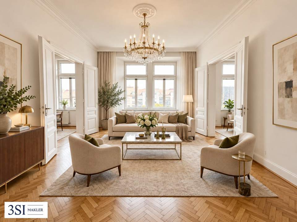 Lichtdurchflutet, renoviert und großzügig geschnitten - Elegante 4-Zimmer-Altbauwohnung mit Weitblick - in Top-Lage des 4. Bezirks beim Wiener Hauptbahnhof
