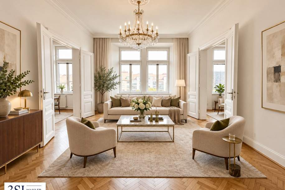Lichtdurchflutet, renoviert und großzügig geschnitten - Elegante 4-Zimmer-Altbauwohnung mit Weitblick - in Top-Lage des 4. Bezirks beim Wiener Hauptbahnhof, Wohnung-kauf, 749.000,€, 1040 Wien 4., Wieden