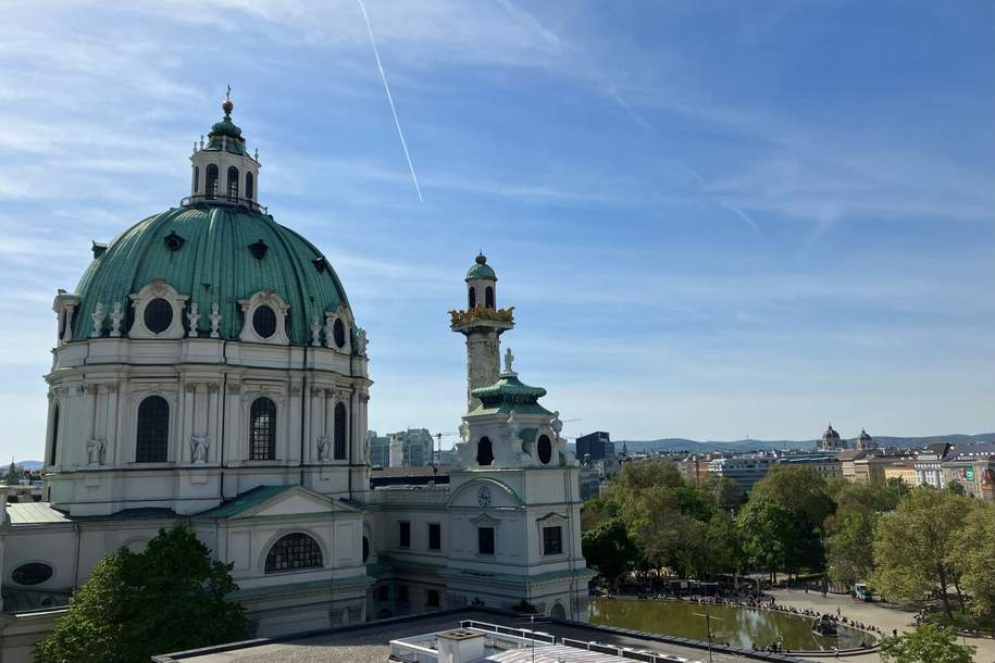1040! LIVING in the CITY mit KARLSKIRCHENAUSSICHT! Schöne 3-Zimmer Wohnung mit Gemeinschaftsterrasse!, Wohnung-miete, 2.146,88,€, 1040 Wien 4., Wieden