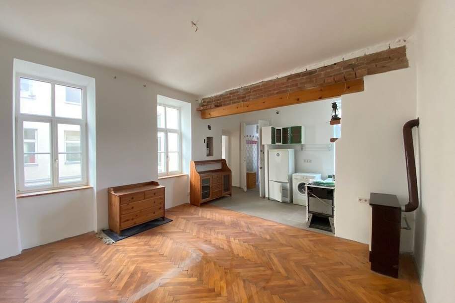 ALTBAU-WOHNUNG zu SANIEREN, HOFRUHELAGE im 3. Stock!, Wohnung-kauf, 128.000,€, 1200 Wien 22., Donaustadt