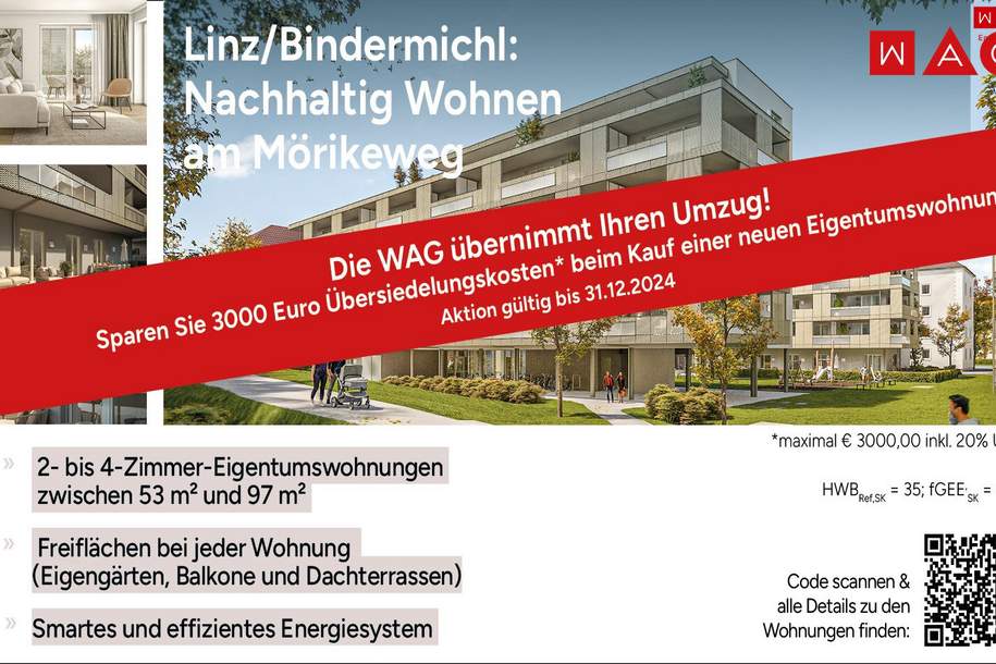 Barrierefreiheit + Ganz oben wohnen + Kleiner ökologischer Fußabdruck, dank nachhaltigem Energiekonzept mit Deckenkühlung, Wohnung-kauf, 355.440,€, 4020 Linz(Stadt)