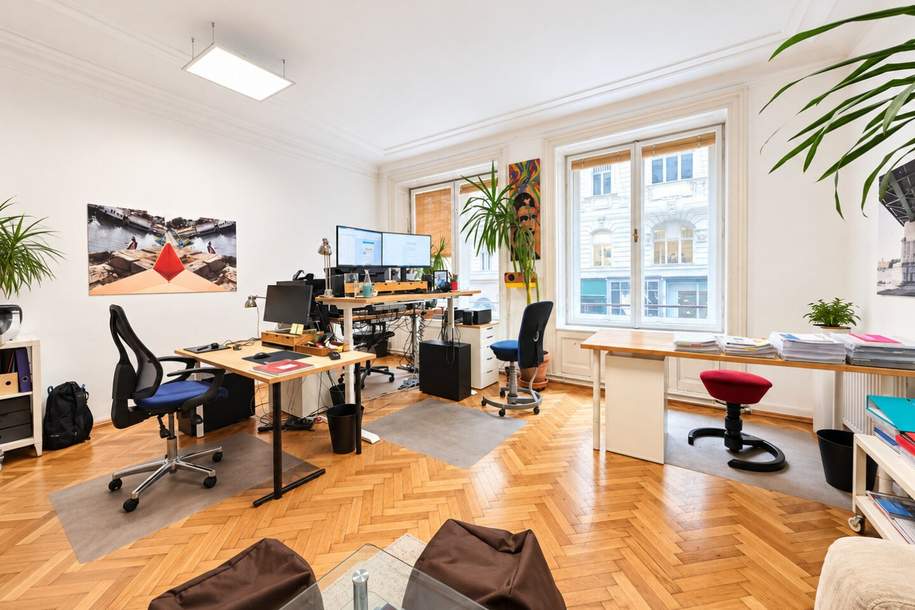 unbefristetes Büro in Naschmarkt-/Karlsplatznähe | 132m² im Stilaltbauhaus | optionale Möblierung, Gewerbeobjekt-miete, 1.658,33,€, 1040 Wien 4., Wieden
