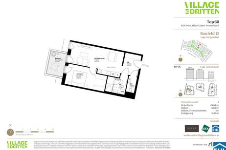 URBAN DAHEIM - VILLAGE IM DRITTEN, Wohnung-kauf, 354.000,€, 1030 Wien 3., Landstraße