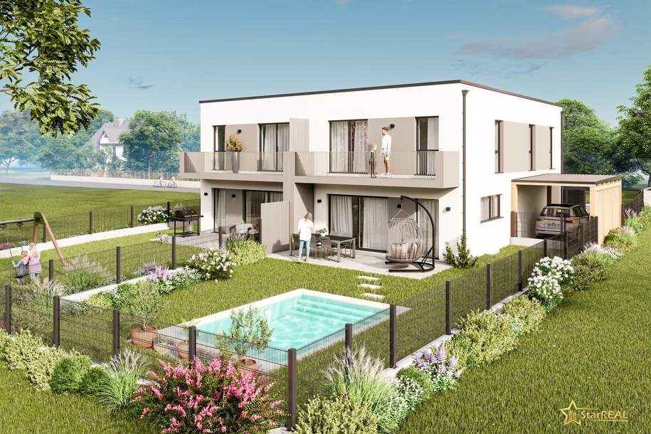 2 HÄUSER VERFÜGBAR! EXKLUSIVES DOPPELHAUSPROJEKT. 5 ZIMMER. ZIEGELHAUS MIT KELLER, BALKON, TERRASSE, CARPORT., Haus-kauf, 494.900,€, 2113 Korneuburg