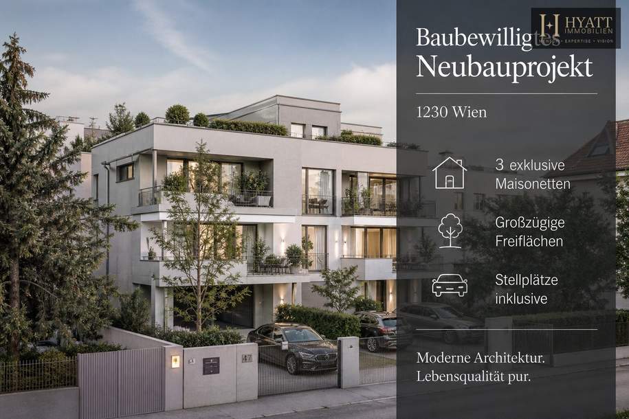 Baubewilligtes Neubauprojekt in 1230 Wien – 3 exklusive Maisonetten mit Freiflächen und Stellplätzen, Grund und Boden-kauf, 650.000,€, 1230 Wien 23., Liesing