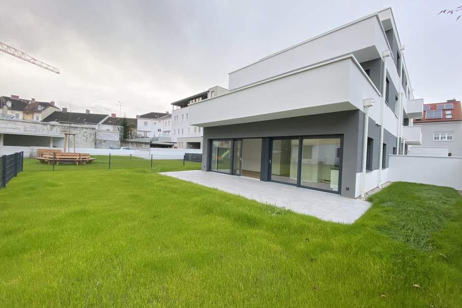 Topmoderne 2-Zimmerwohnung mit Eigengarten und Tiefgaragenstellplatz!, Wohnung-miete, 936,90,€, 4600 Wels(Stadt)