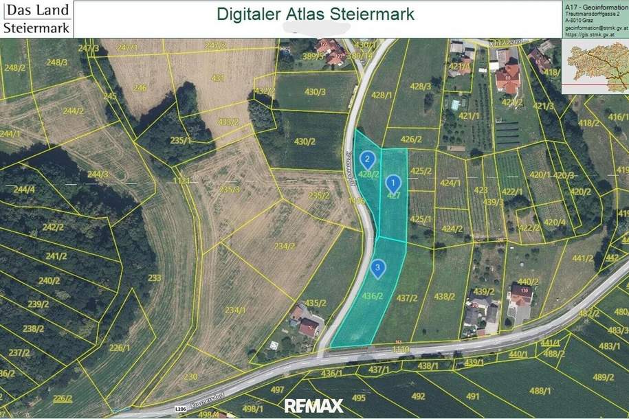 Grundstücke in Kronnersdorf mit 976m² Bauland zu verkaufen, Grund und Boden-kauf, 47.000,€, 8345 Südoststeiermark
