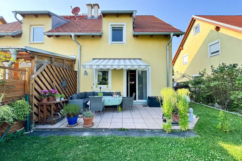 Doppelhaushälfte mit Keller und 136 m2 Garten in Schwechat / Rannersdorf! 5 Autominuten zur Wiener Stadtgrenze!, Haus-kauf, 468.000,€, 2320 Bruck an der Leitha