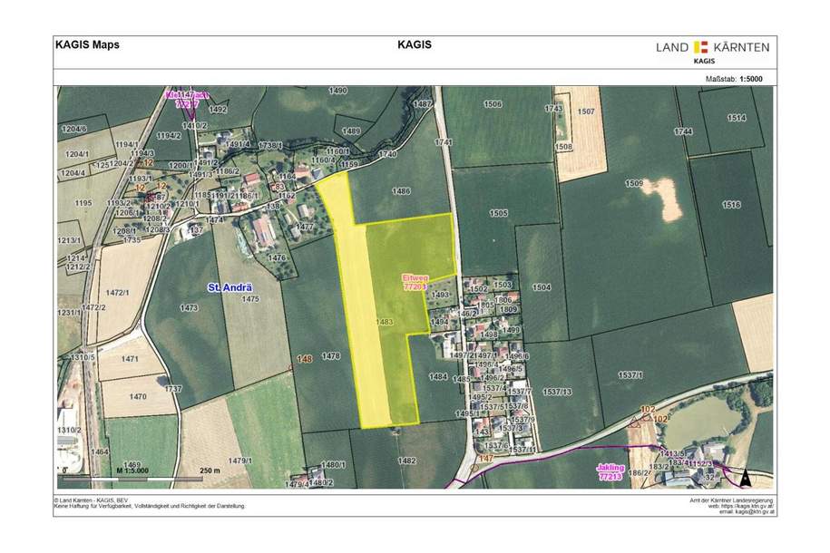 Ca. 5,68 ha große Ackerfläche in St. Andrä im Lavanttal zum Verkauf, Gewerbeobjekt-kauf, 9433 Wolfsberg