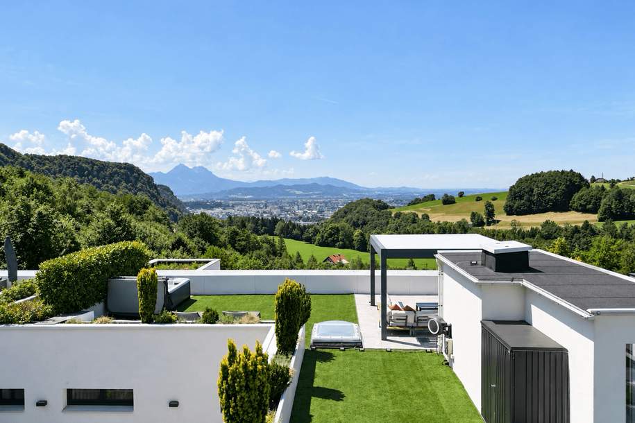 THE VIEW²: Zweitwohnsitz nahe Salzburg: 115 m² Penthouse | Private Dachterrasse mit 360°-Panorama | 2 TG-Plätze inkl., Wohnung-kauf, 1.350.000,€, 5023 Salzburg(Stadt)