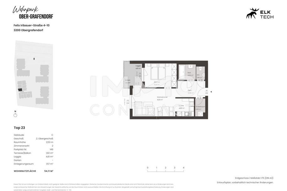54,11qm 2Zi W-BalkonwohnungErstbezug, ökologische Bauweise, Wohnung-miete, 679,00,€, 3200 Sankt Pölten(Land)