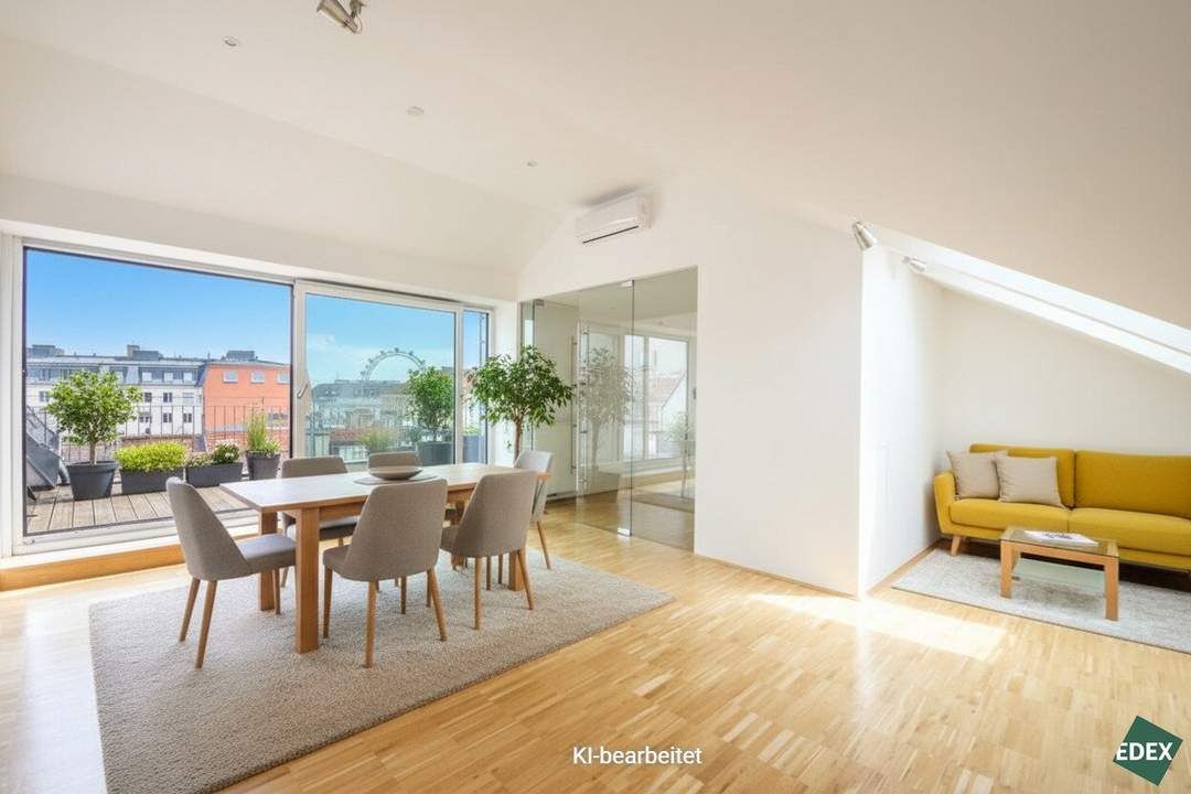 Blick über Wien auf das Riesenrad: Klimatisierte 4-Zimmer-Wohnung mit 2 großen Terrassen