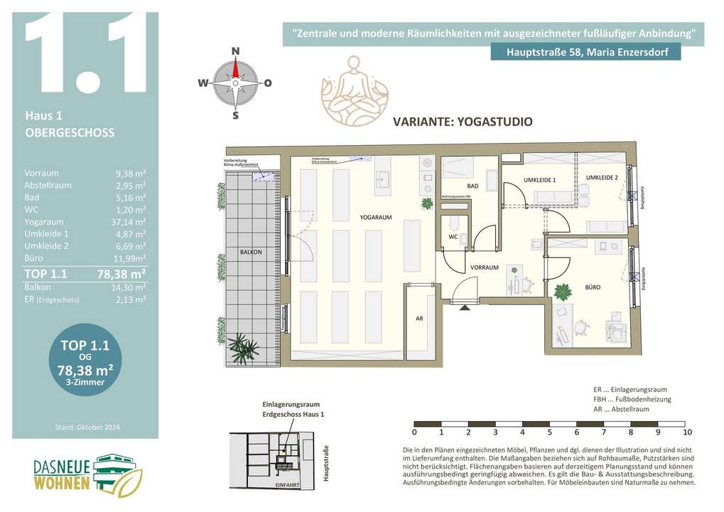 Moderne Räumlichkeiten z.B. für ein Yogastudio im Zentrum von Maria Enzersdorf! Erstbezug!