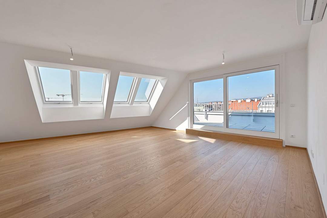 THE TEMPTATION - Dachgeschoss-Maisonette mit 2 Terrassen + Balkon | 23 m² Freifläche, 3 Zimmer