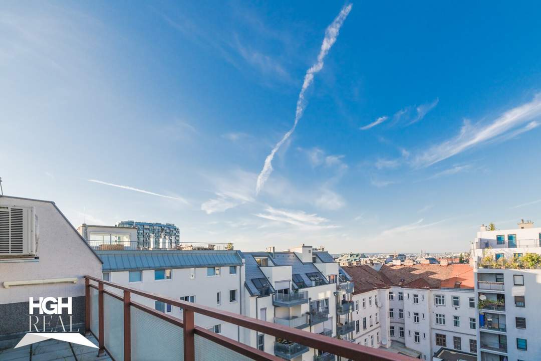 1100 Wien Zentral begehbare, helle 4-Zimmer Dachterrassenwohnung im 7. Liftstock mit Ausblick