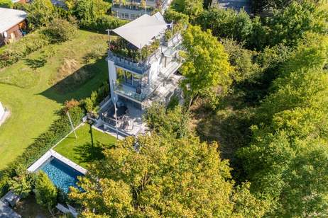 Exklusives Weinberg-Refugium: unverbaubarer Panoramablick in absoluter Ruhelage I hightech Pool I Dachterrasse mit Whirlpool I Erdwärme, Solarpaneele, Fußbodenheizung, Kühldecke, Haus-kauf, 1.890.000,€, 1190 Wien 19., Döbling