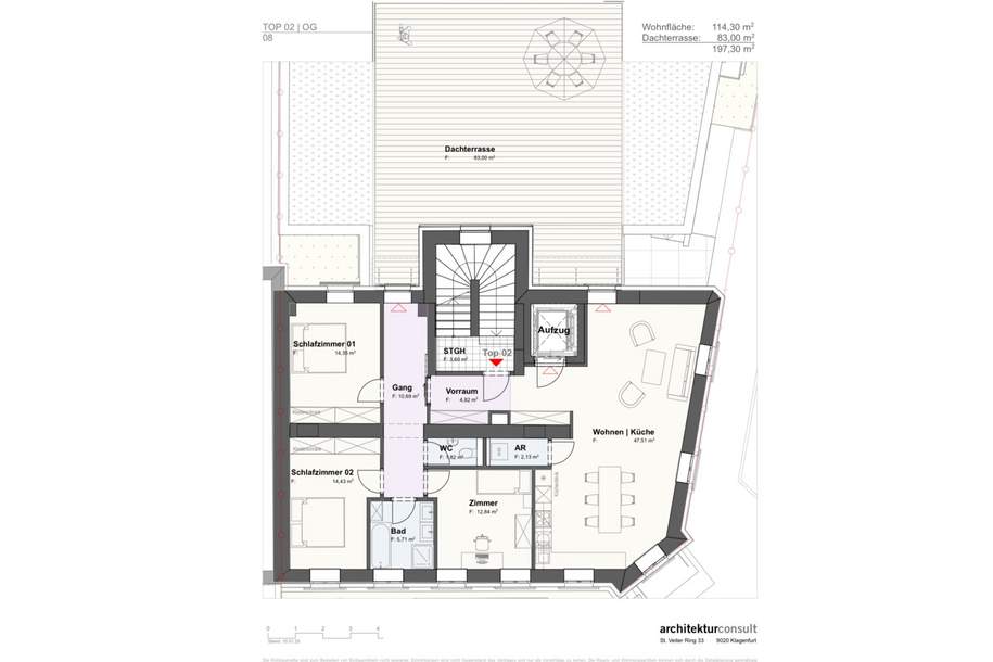 KREUZBERGL HIGHLIGHT - BEZIEHBAR FRÜHJAHR 2026: 4-ZI-Terrassentraum &amp; Lift direkt in die Wohnung, Wohnung-miete, 2.540,23,€, 9020 Klagenfurt(Stadt)