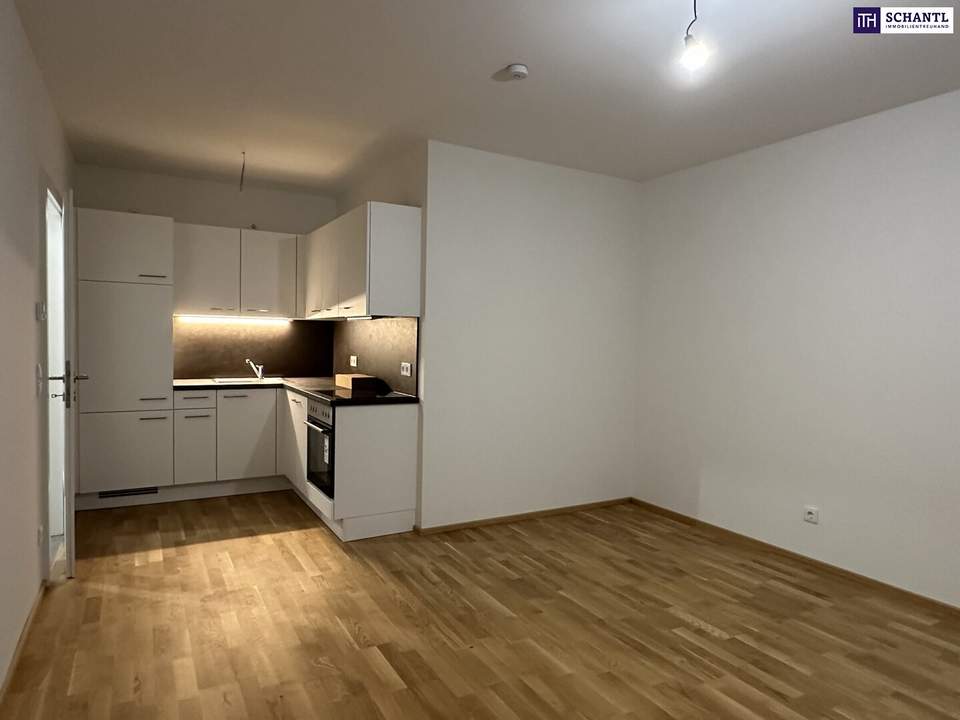 Erleben Sie Wohnkomfort pur! Lichtdurchflutete 2-Zimmer-Neubauwohnung mit Südwestausrichtung, großzügigem Balkon, exklusiver Tischlerküche und Tiefgaragenplatz.