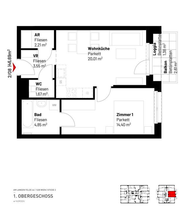 2-Zimmer-Wohnung inkl hochwertiger Markenküche mit Geschirrspüler und Mikrowelle und Kellerabteil / ALF44 Top 2-08