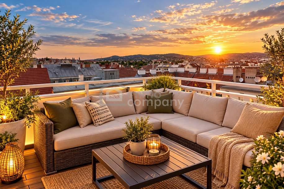 Luxuriöse zweistöckige Wohnung mit atemberaubendem Stadtblick + Balkon und geräumiger Terrasse! 15. Bezirk! U3, Wohnung-kauf, 865.000,€, 1150 Wien 15., Rudolfsheim-Fünfhaus