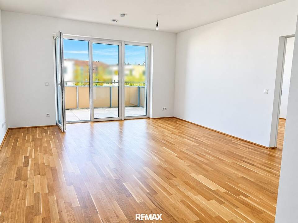 ERSTBEZUG IN WELS: Großzügige 2-Zimmer-Wohnung mit Loggia/Balkon, Top-Ausstattung & 2 Tiefgaragenplätzen