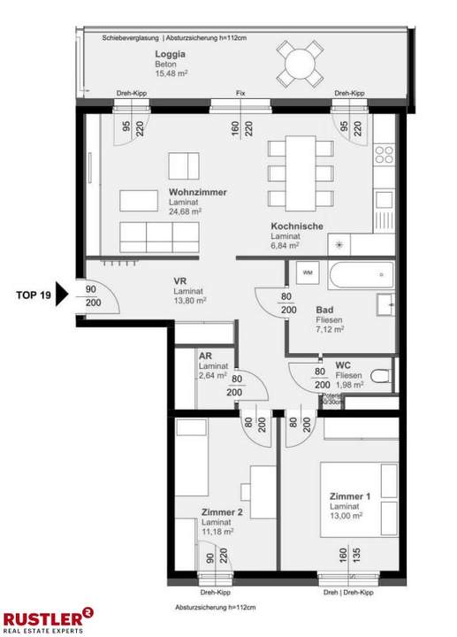 GERÄUMIG &amp; HELL | 3-Zimmerwohnung mit Loggia