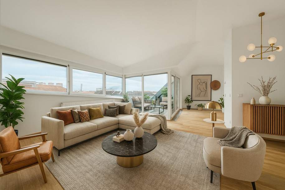 Exklusive Dachgeschoss Maisonette mit 2 Sonnenterrassen & Skylineblick in absoluter Ruhelag – bestens Angebunden zum Stephansplatz, Wohnung-kauf, 715.000,€, 1030 Wien 3., Landstraße