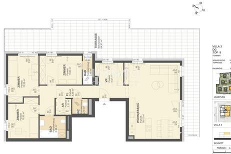 KREMSER WOHNDOMIZIL4Zi- 104qm -Penthouse - Eigentum, Lift, Tiefgarage, in beliebter Grünruhelage, Wohnung-kauf, 265.000,€, 3500 Krems an der Donau(Stadt)