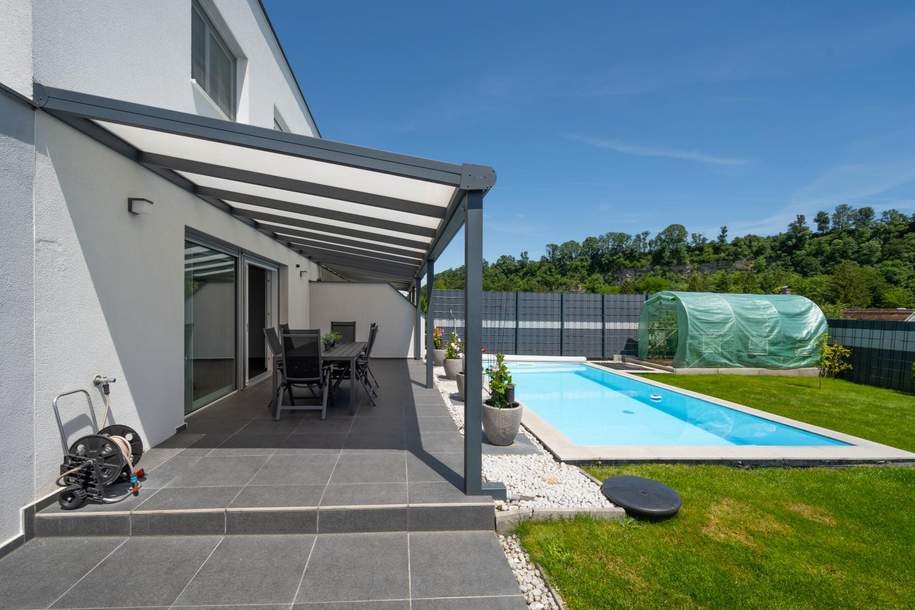 176 m² WOHN-NUTZFLÄCHE –MODERNES WOHNEN – SOFORT VERFÜGBAR! Modernes Wohnen über drei Etagen mit traumhaftem Garten und Pool in sonniger Siedlungslage, Haus-kauf, 468.000,€, 4522 Steyr-Land