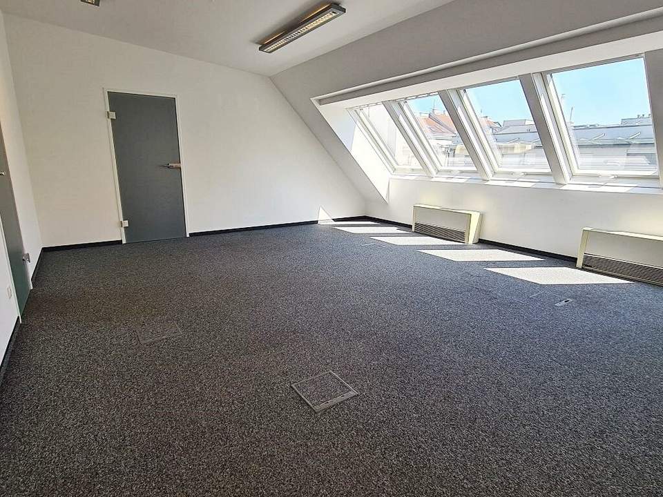 SHARED OFFICE! KLIMATISIERTES 50 m2 Coworking-Büro, 1 Zimmer, Gemeinschaftsküche, Tower-Server, 2 Toiletten, Siebenbrunnengasse