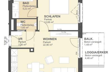 Donauflair - Wohnen am Puls der Stadt, Wohnung-kauf, 275.200,€, 1220 Wien 22., Donaustadt